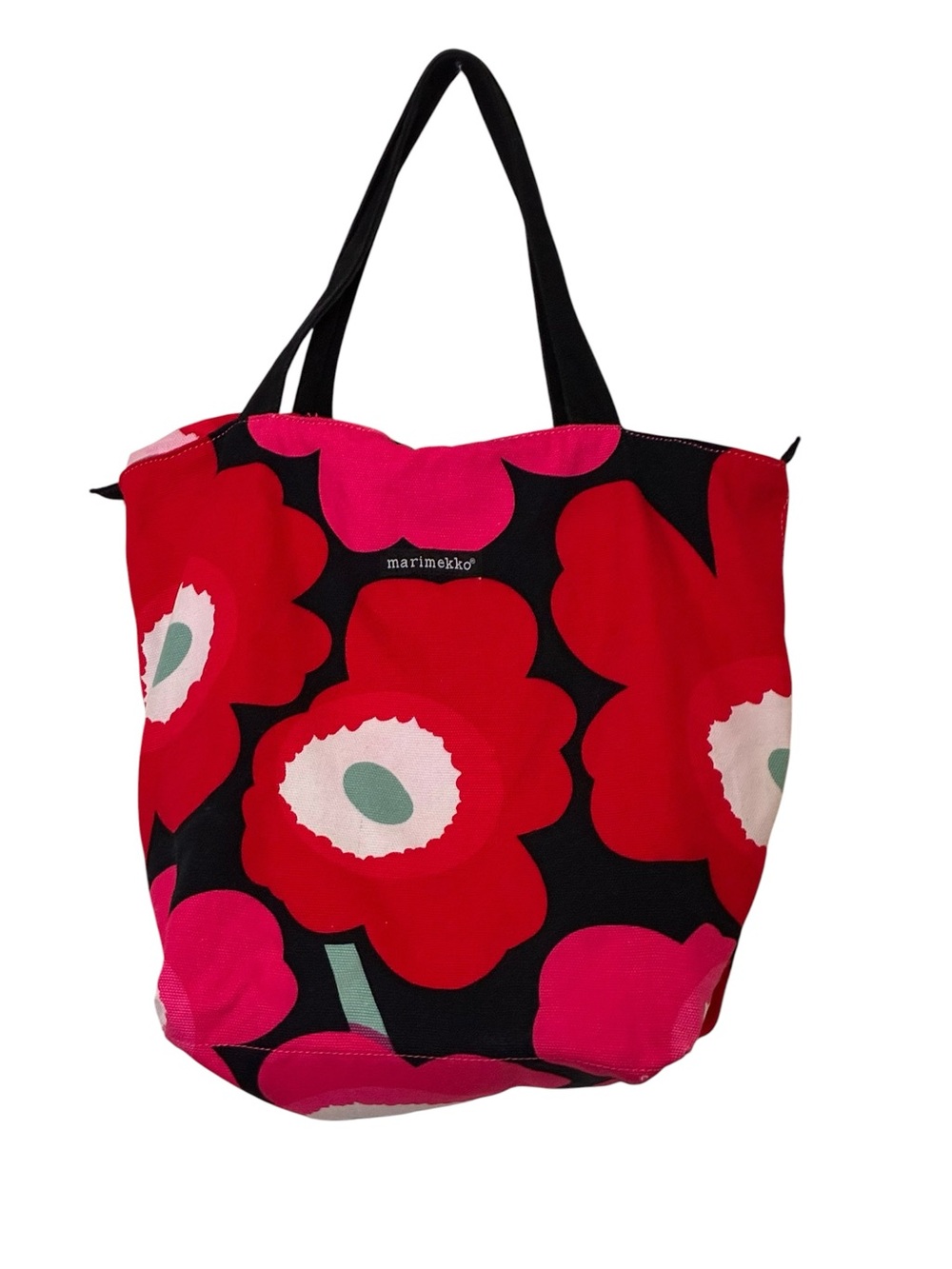 Marimekko | Poppy Unikko Print Cotton Canvas Zip vibrant floral Tote Bag
